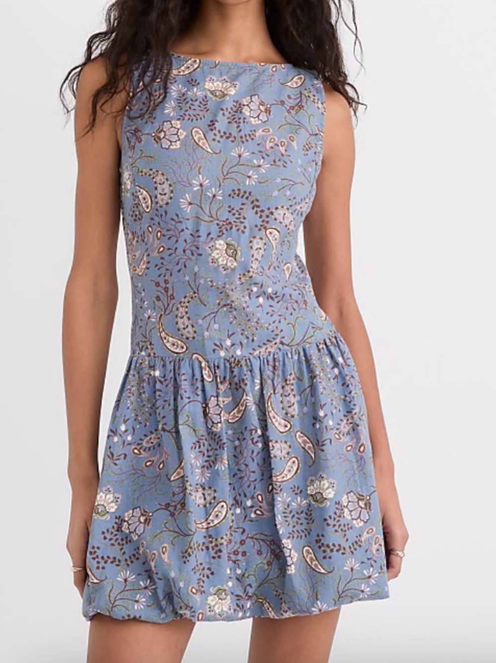 LOFT Paisley Linen Cotton Bubble Mini Dress Size 8